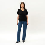 Fitted V-neck Pima T-shirt - Ninepine