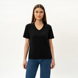 Fitted V-neck Pima T-shirt - Ninepine