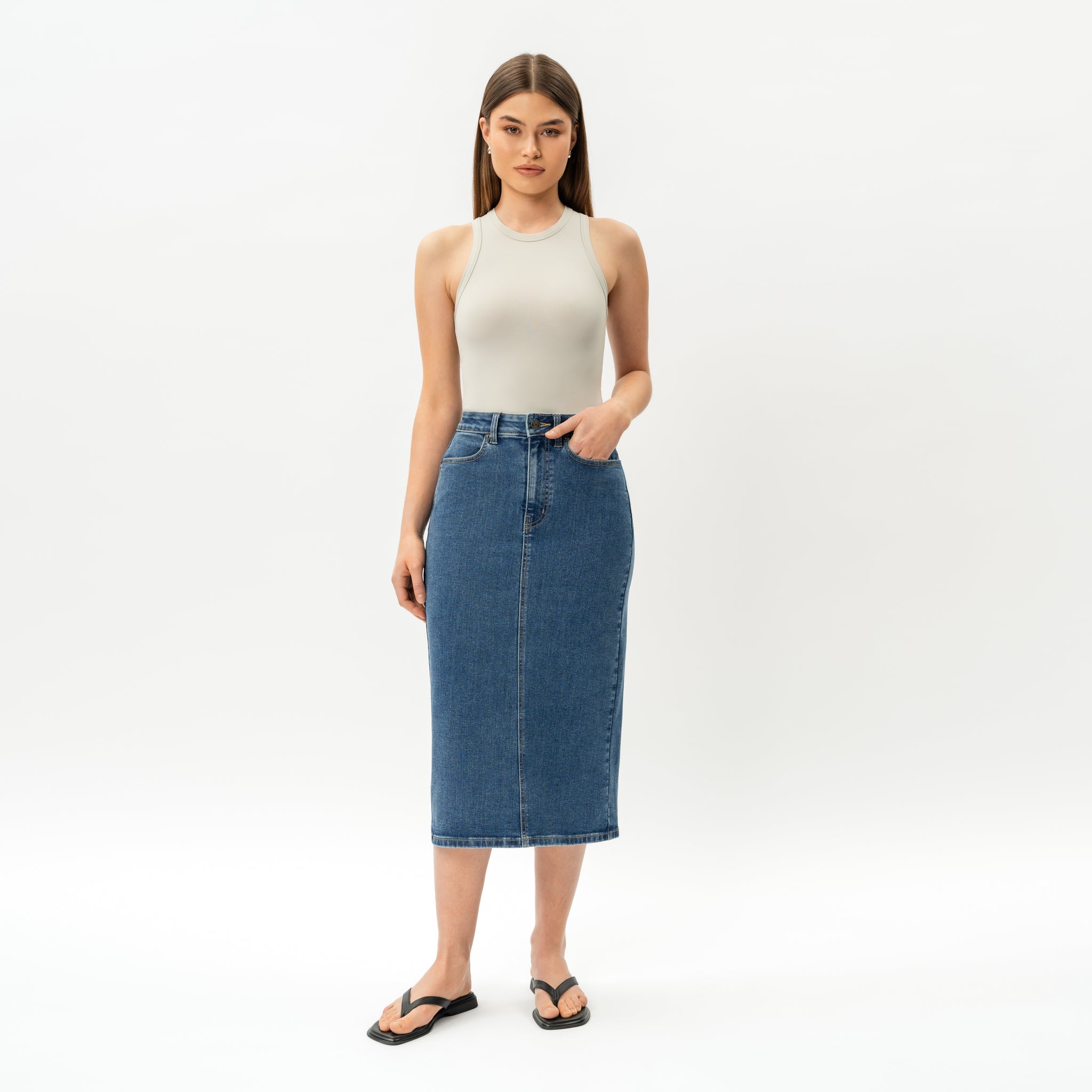Stretchy ComfortDenim™ Skirt - Ninepine