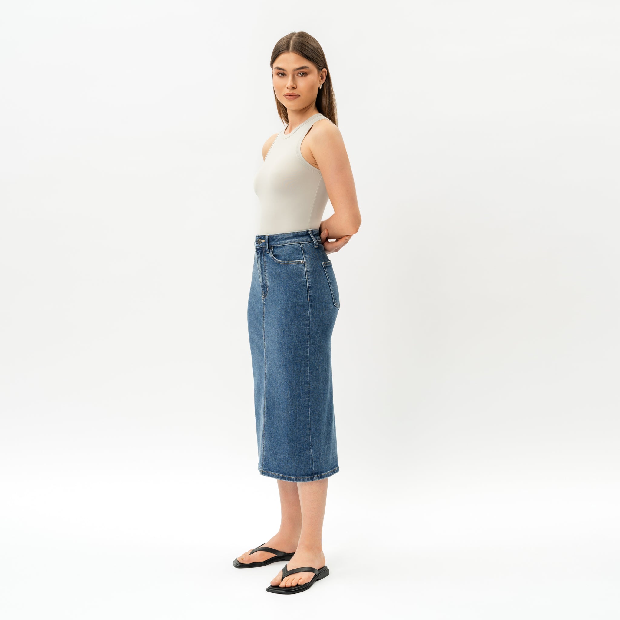 Stretchy ComfortDenim™ Skirt - Ninepine