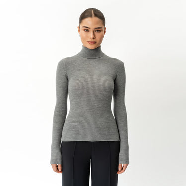 Merino Wool Ribbed Turtleneck - Ninepine