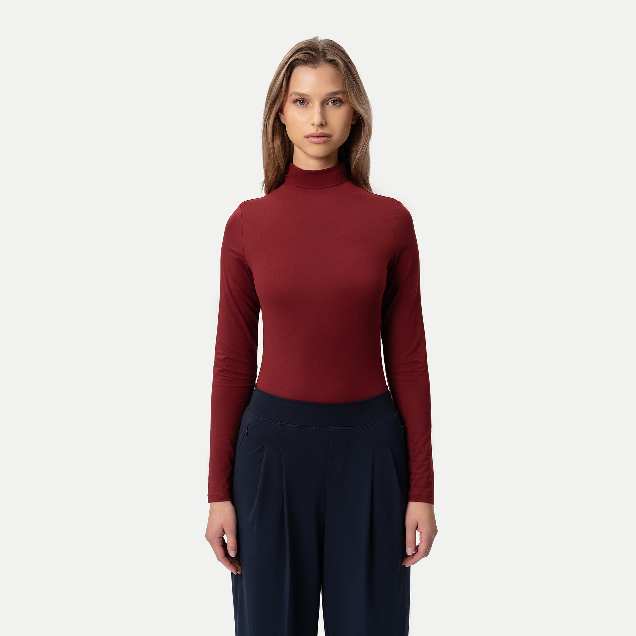 Soft Turtleneck Long-sleeve Burgundy